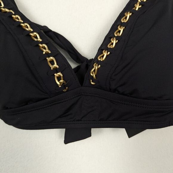 NWT Kenneth Cole Black Gold Chain Bikini Top Size M - Picture 4 of 7